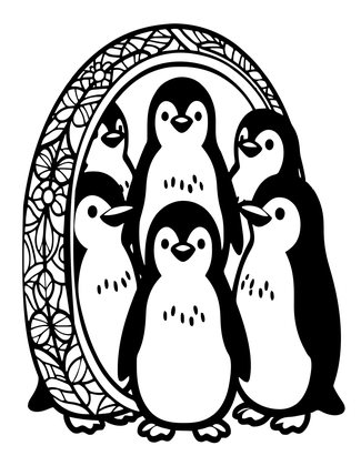 Penguin Nursery - Free printable coloring page