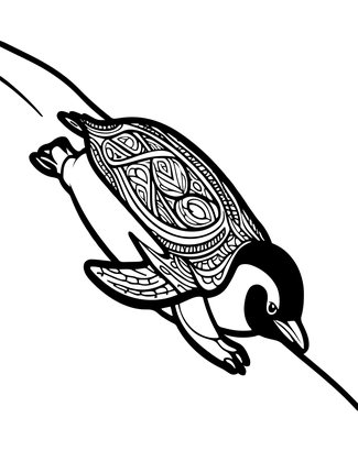 Penguin Tobogganing - Free printable coloring page