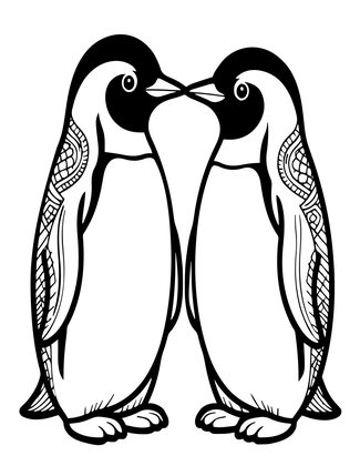 Penguin Pair - Free printable coloring page