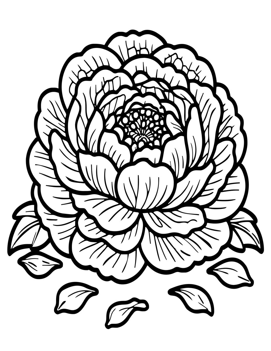 Fallen Petals - free printable coloring page