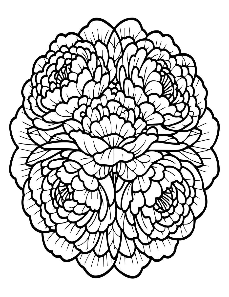 Double Peony - free printable coloring page