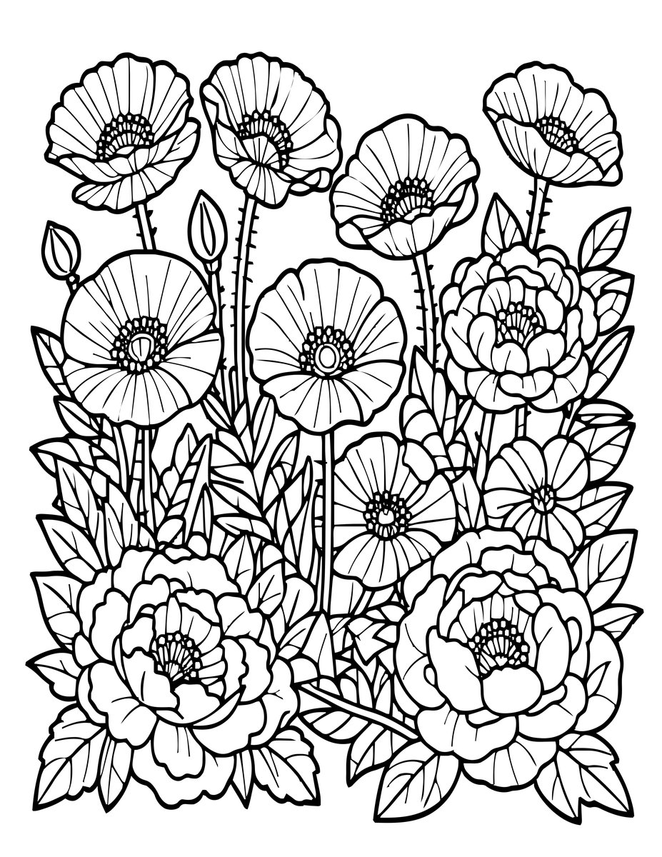 Poppy and Peony - free printable coloring page