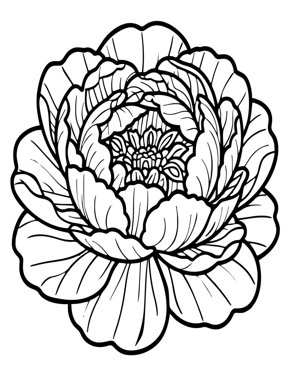 Blush Peony - free printable coloring page