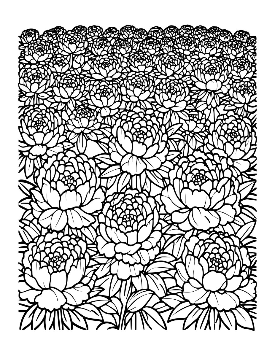 Peony Season - free printable coloring page