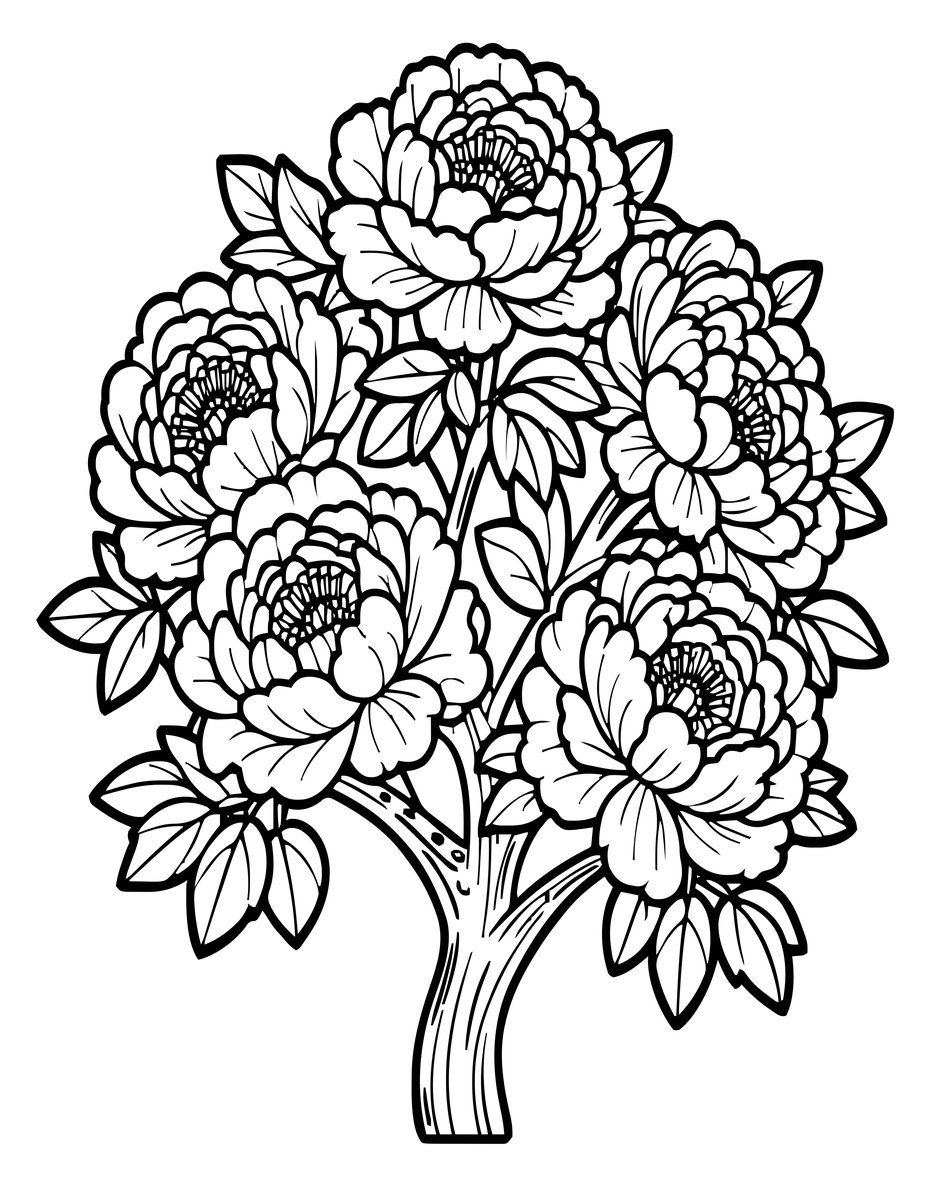 Japanese Tree Peony - free printable coloring page