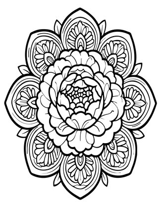 Peony Mandala - Free printable coloring page
