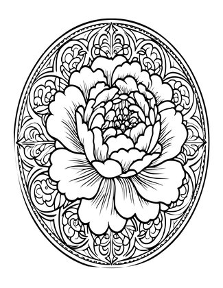Chinese Peony - Free printable coloring page