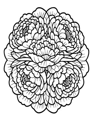 Double Peony - Free printable coloring page
