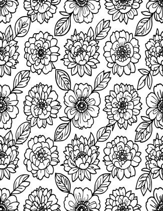 Peony Pattern - Free printable coloring page