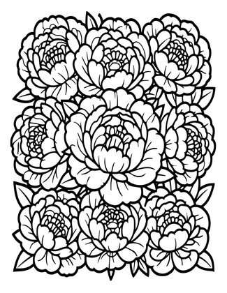 Peony Flat Lay - Free printable coloring page