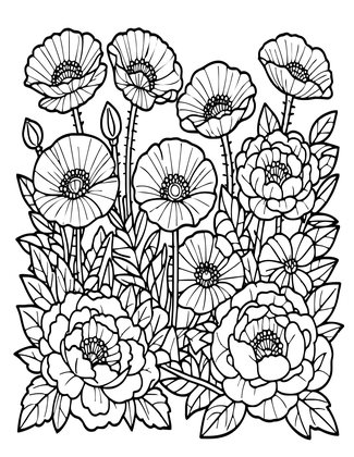 Poppy and Peony - Free printable coloring page