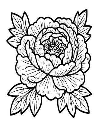 Peony and Gold - Free printable coloring page