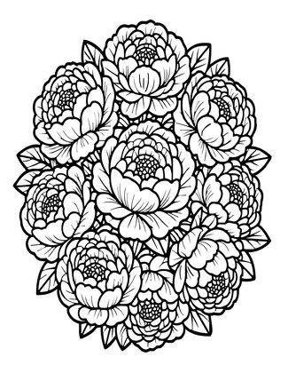Peony Bouquet - Free printable coloring page