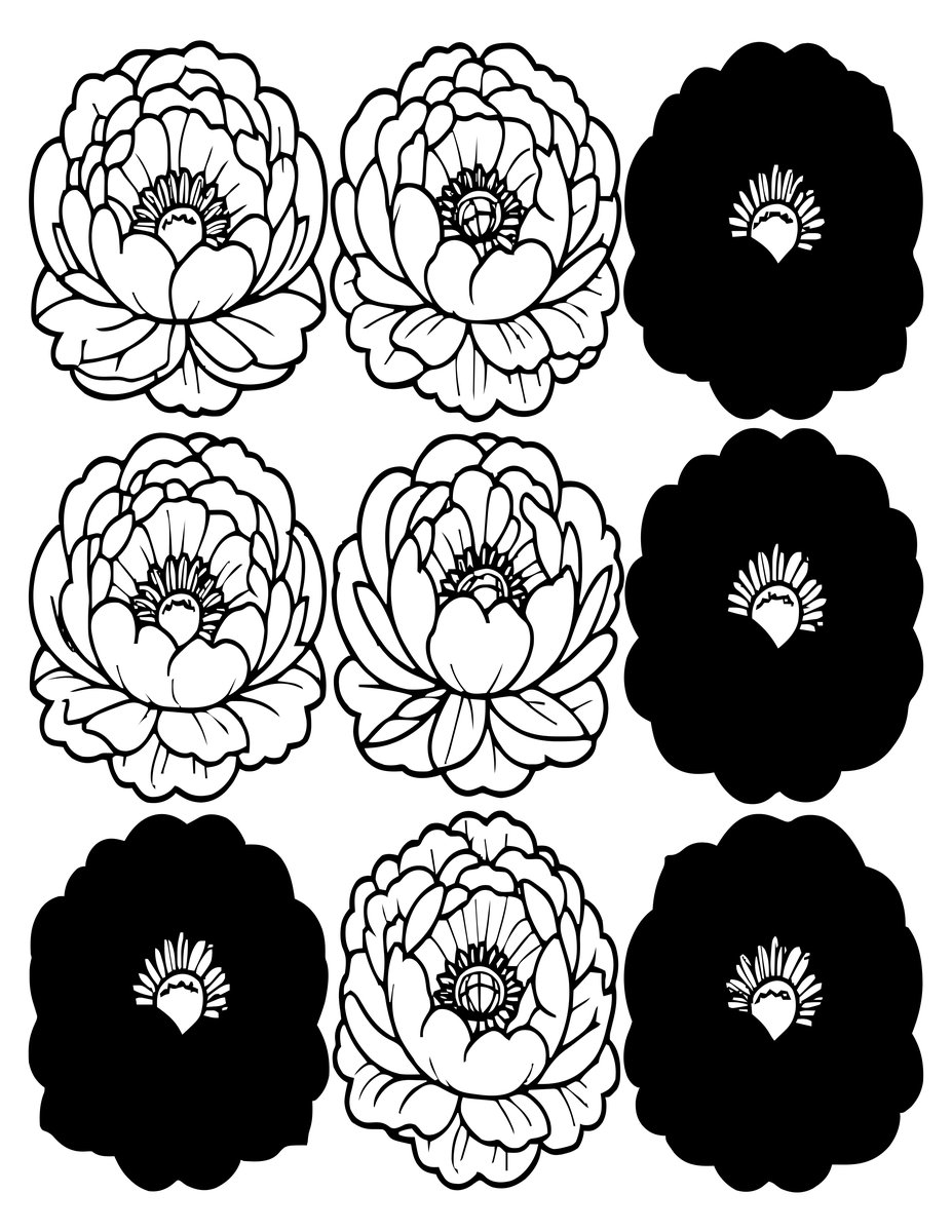 Peony Varieties - free printable coloring page