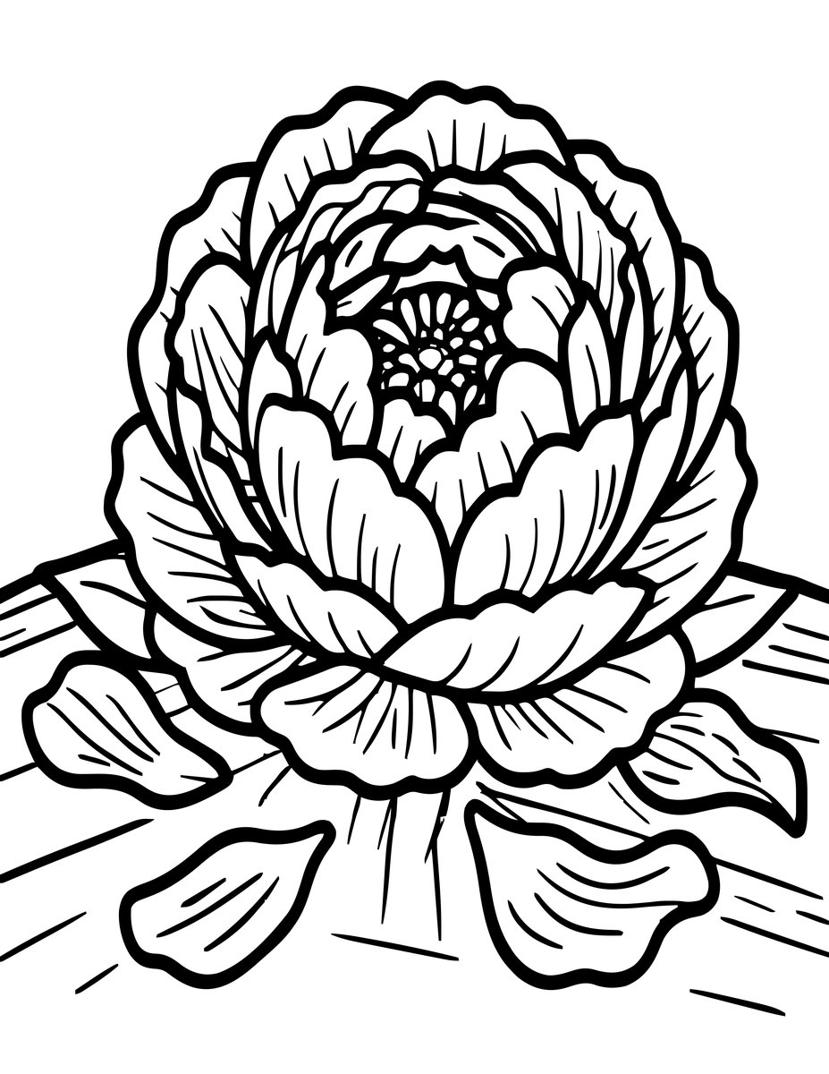 Peony Petal Fall - free printable coloring page