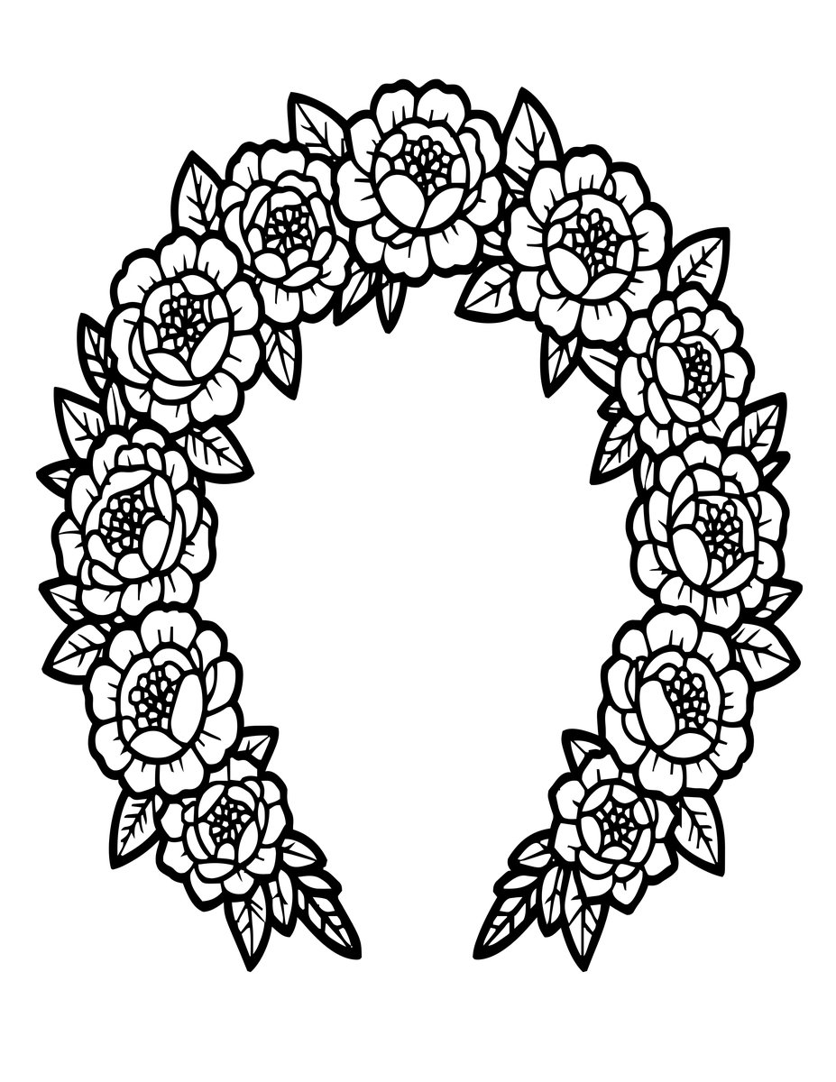 Peony Crown - free printable coloring page