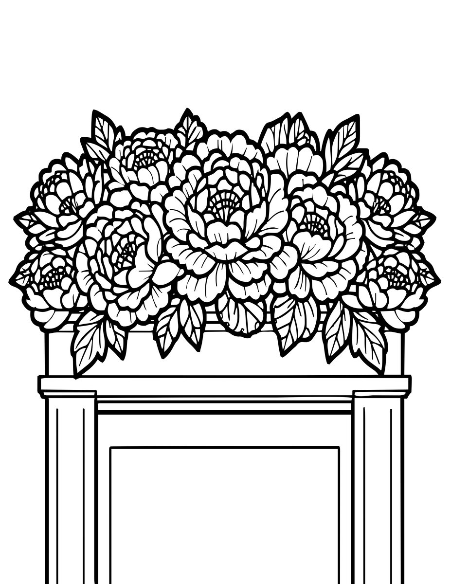 Peony Mantle - free printable coloring page