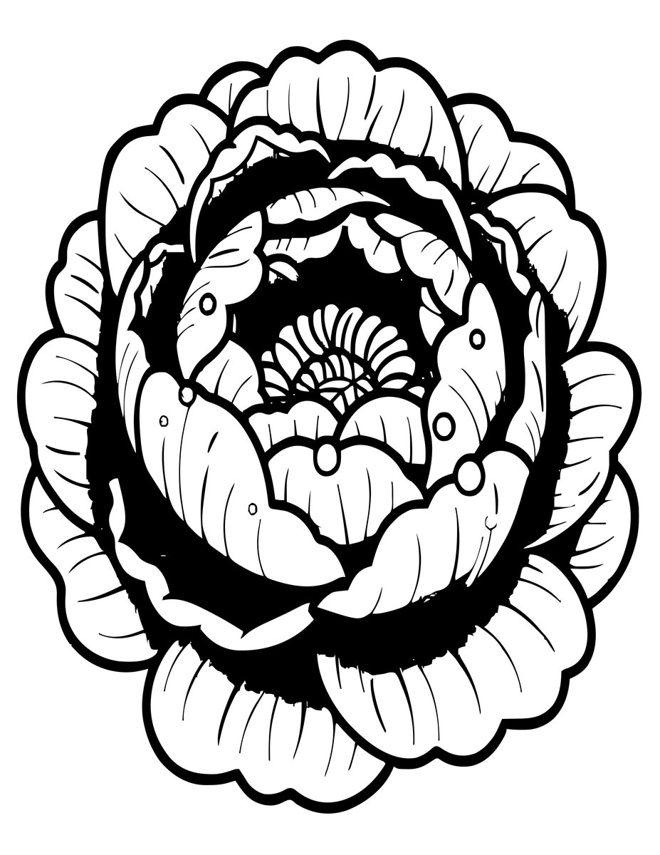 Peony and Dew - free printable coloring page