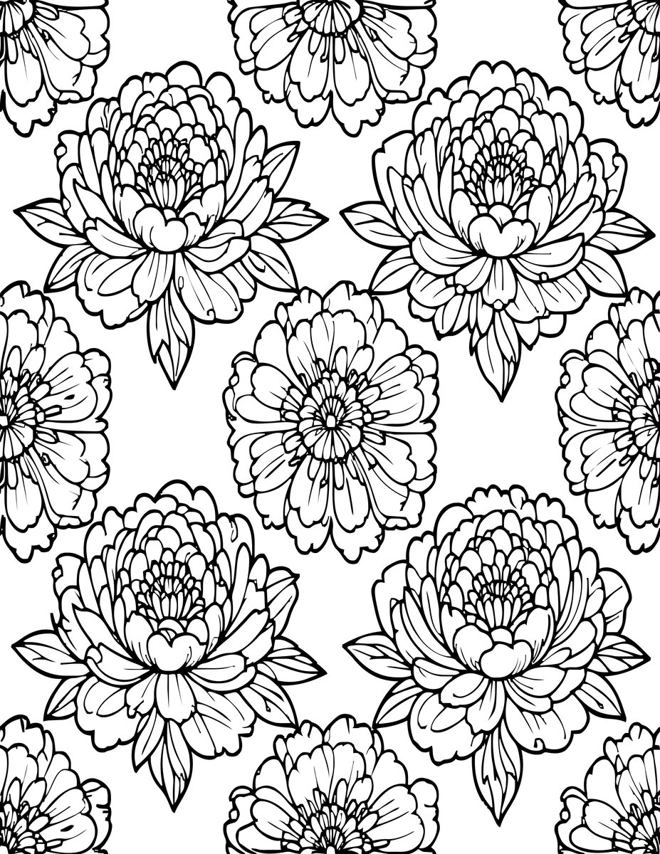 Peony Wallpaper - free printable coloring page