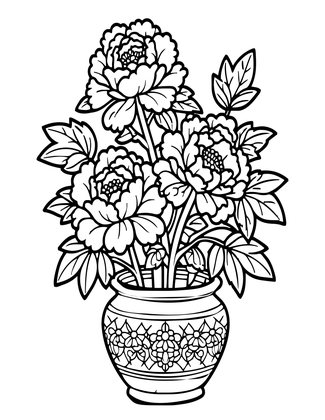 Japanese Peony - Free printable coloring page