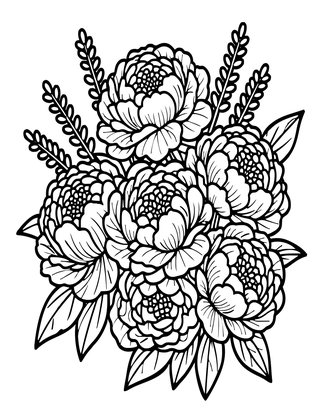Peony and Lavender - Free printable coloring page