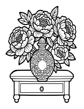 Peony Perfume - Free printable coloring page