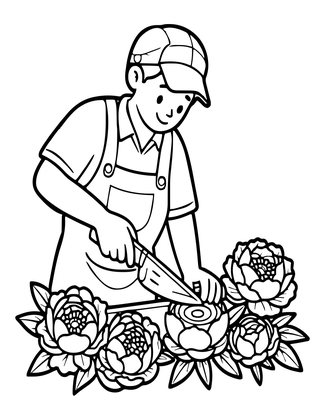 Peony Harvest - Free printable coloring page