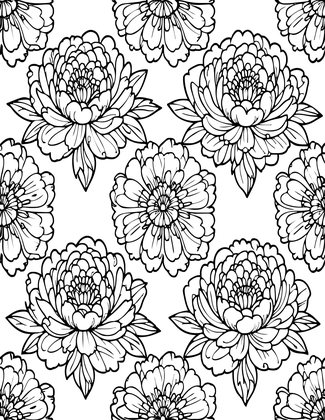 Peony Wallpaper - Free printable coloring page