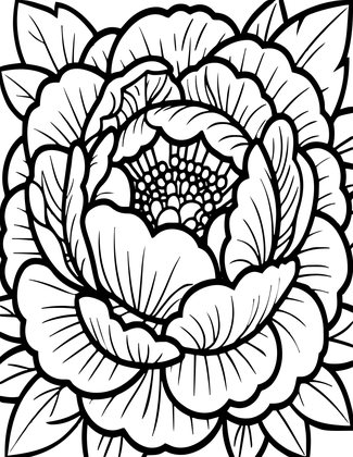 Peony Close-Up - Free printable coloring page