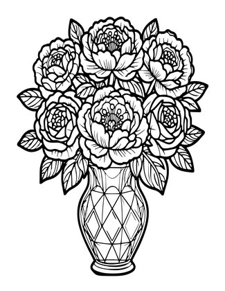 Peony and Rose - Free printable coloring page
