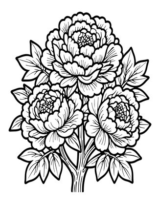Tree Peony - Free printable coloring page