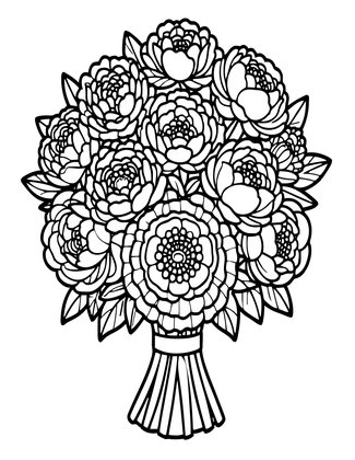 Peony Bouquet - Free printable coloring page