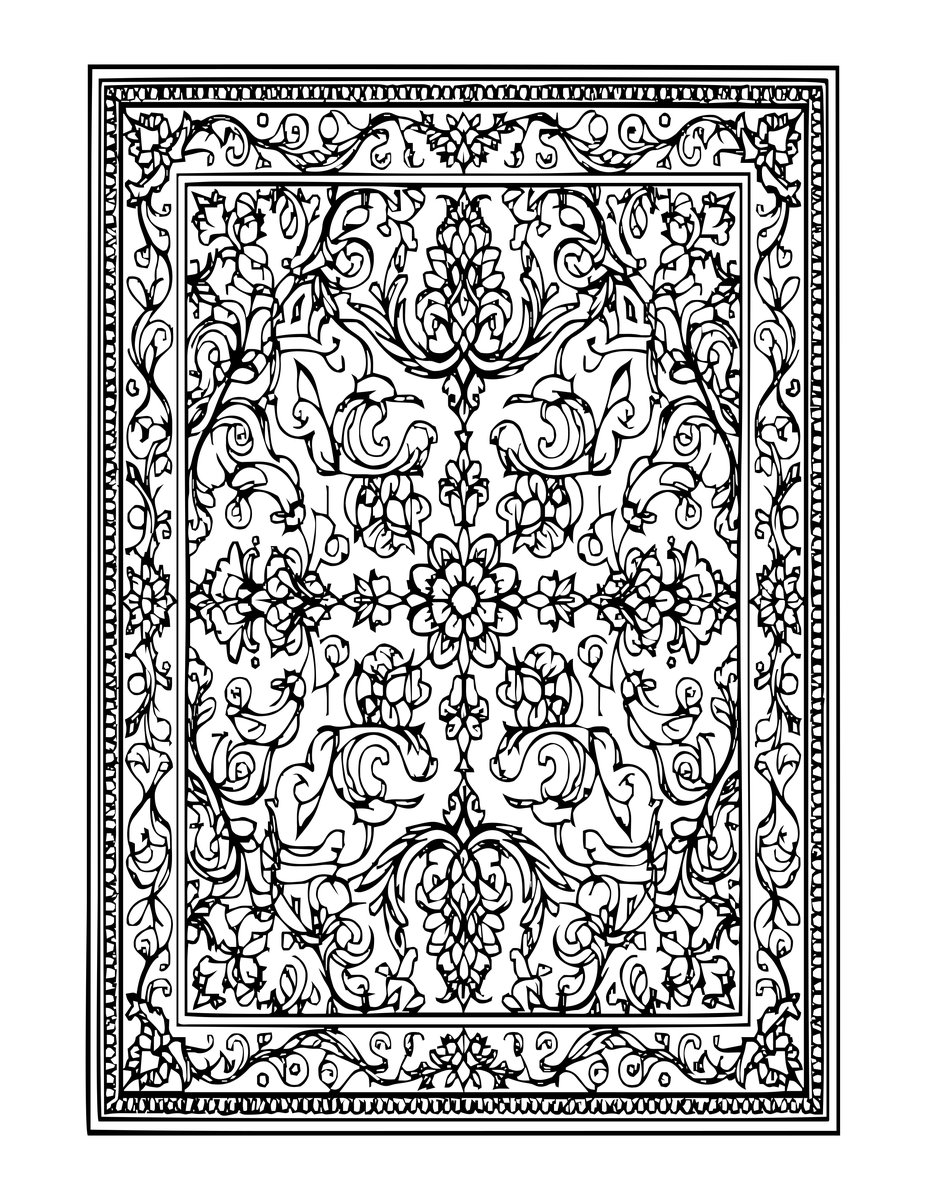 Isfahan Carpet - free printable coloring page