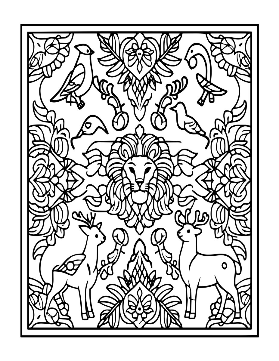 Animal Carpet - free printable coloring page