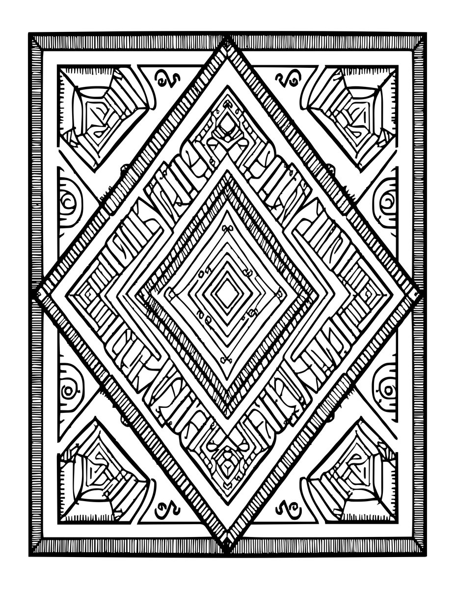 Kilim Geometric - free printable coloring page