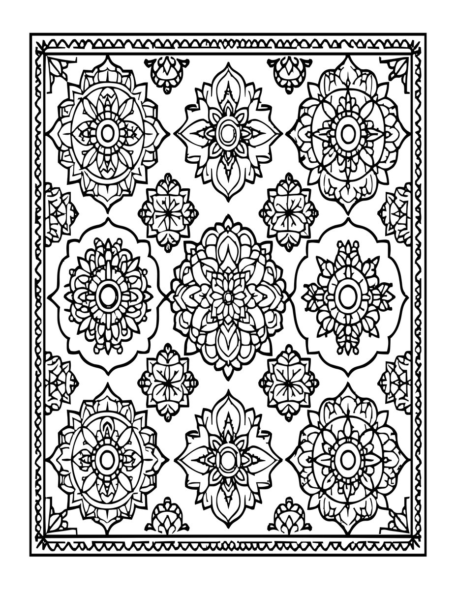 Gul Motif - free printable coloring page