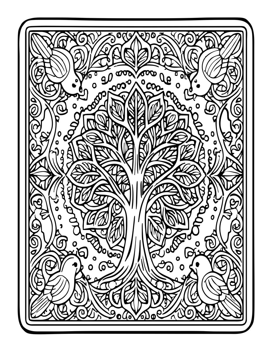 Tree of Life Carpet - free printable coloring page