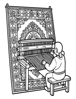 Weaver at Loom - Free printable coloring page