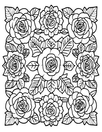 Rose Carpet - Free printable coloring page