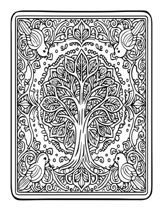 Tree of Life Carpet - Free printable coloring page