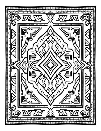 Geometric Tribal Carpet - Free printable coloring page
