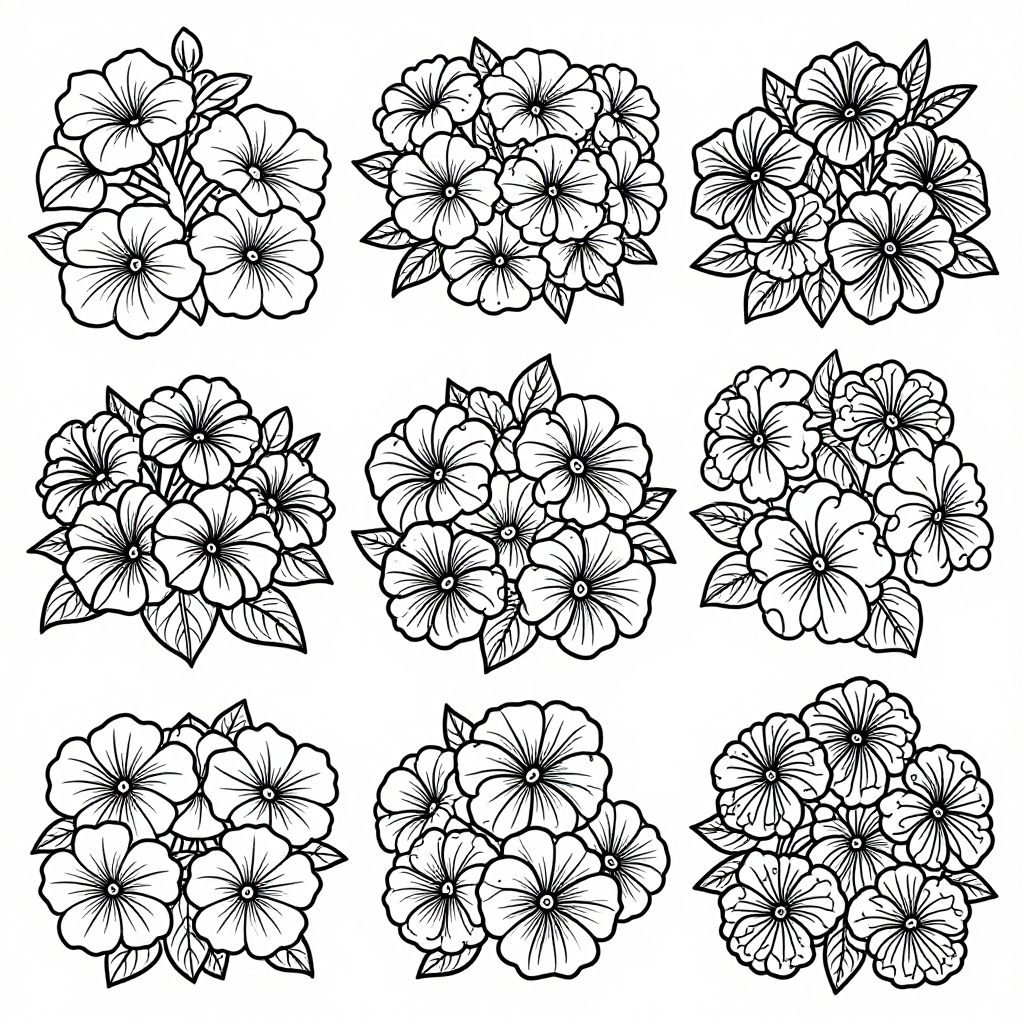Petunia Pansy Gardens coloring pages collection - 30 free printable pages