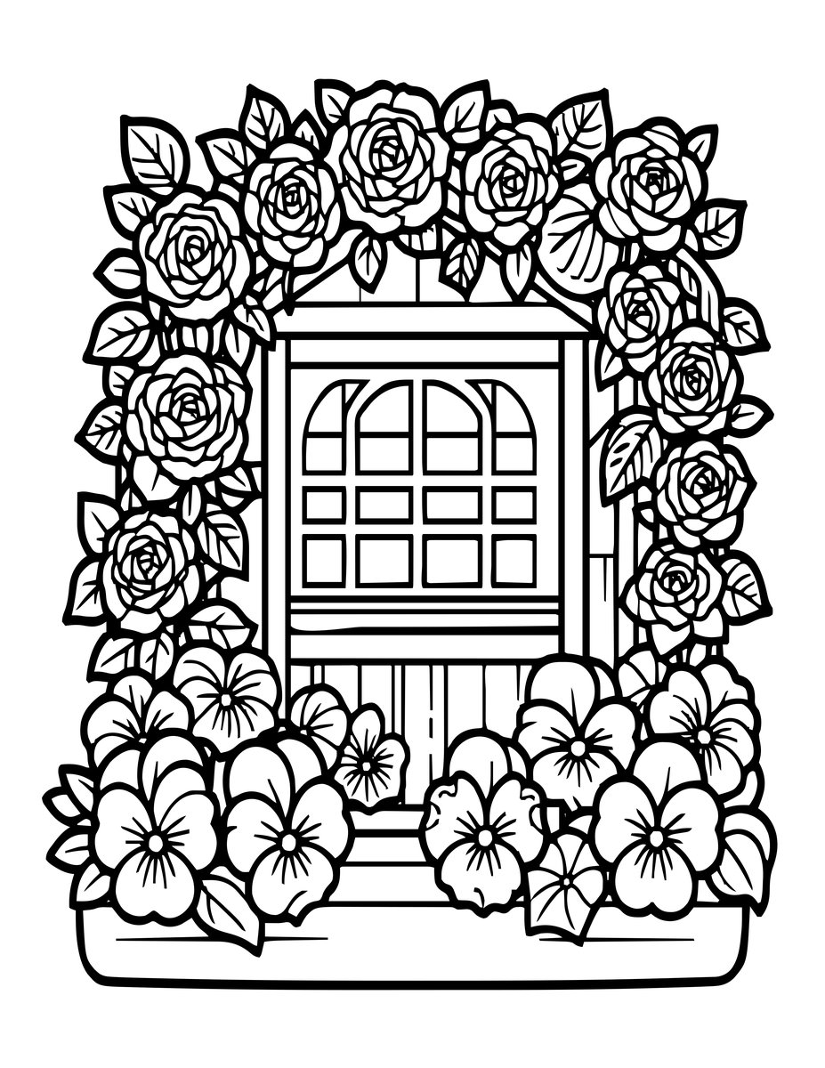 Cottage Garden Mix - free printable coloring page