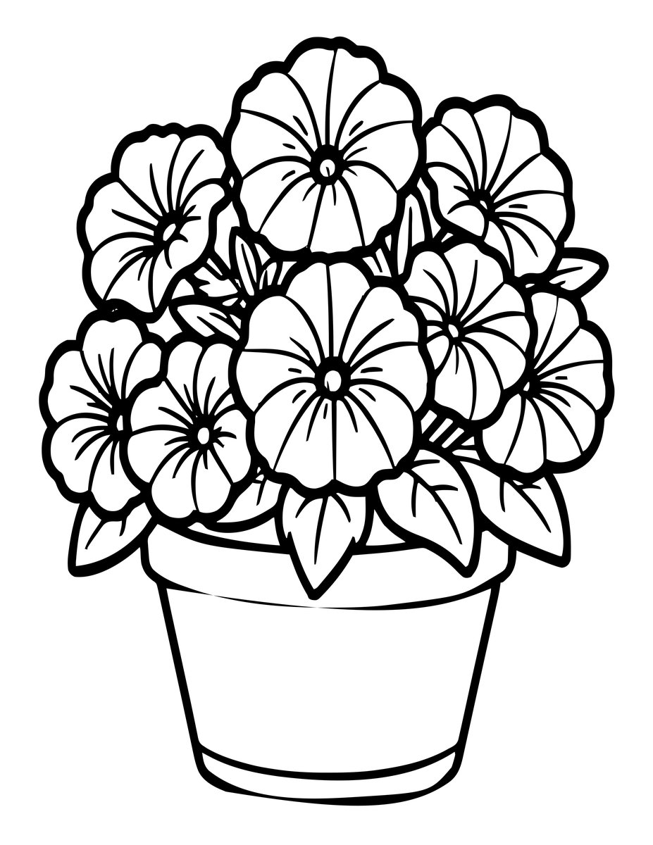 Double Petunia - free printable coloring page