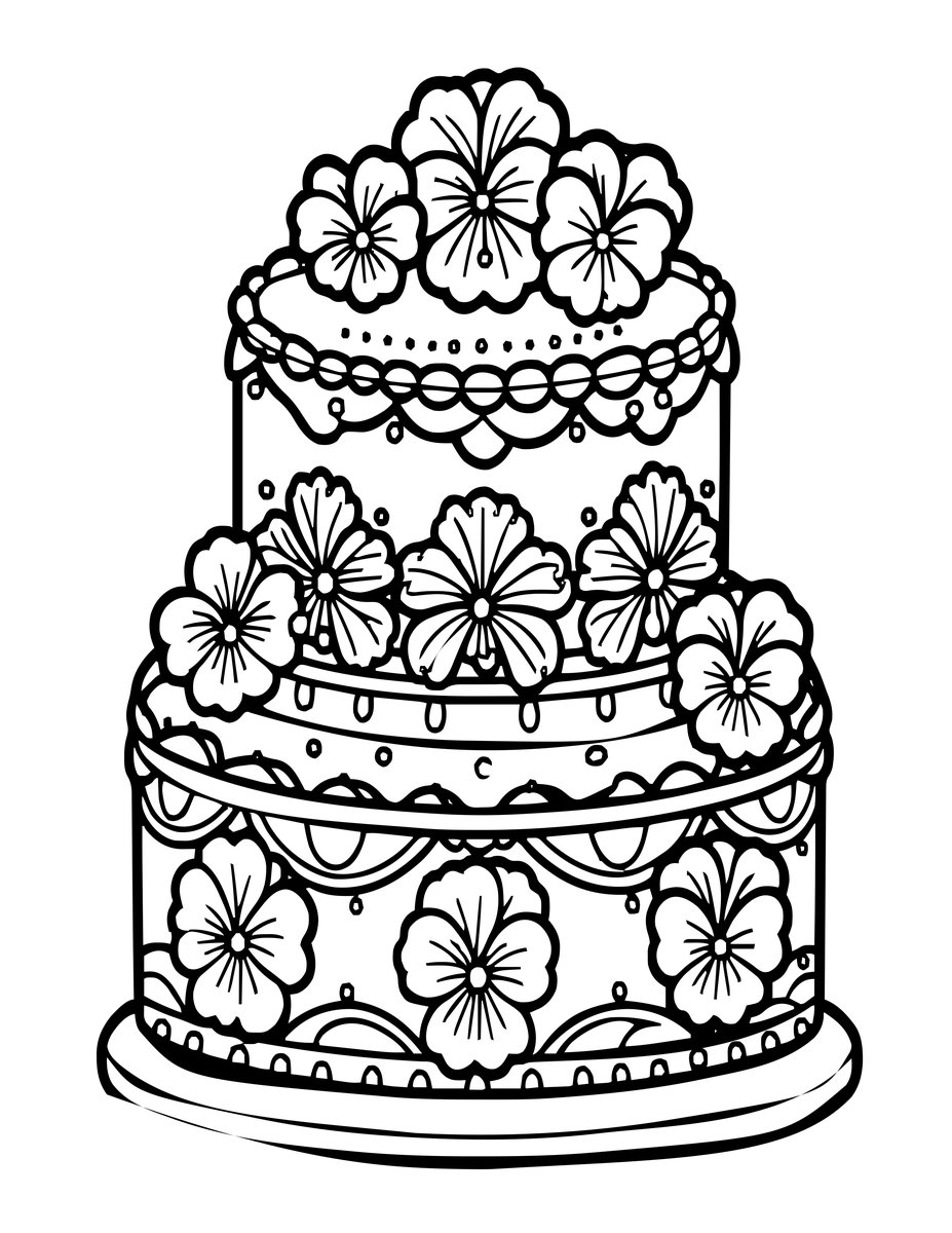 Pansy Cake Decoration - free printable coloring page