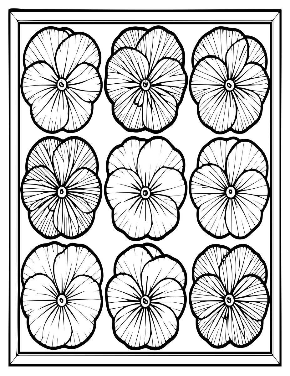 Pansy Pressed Art - free printable coloring page