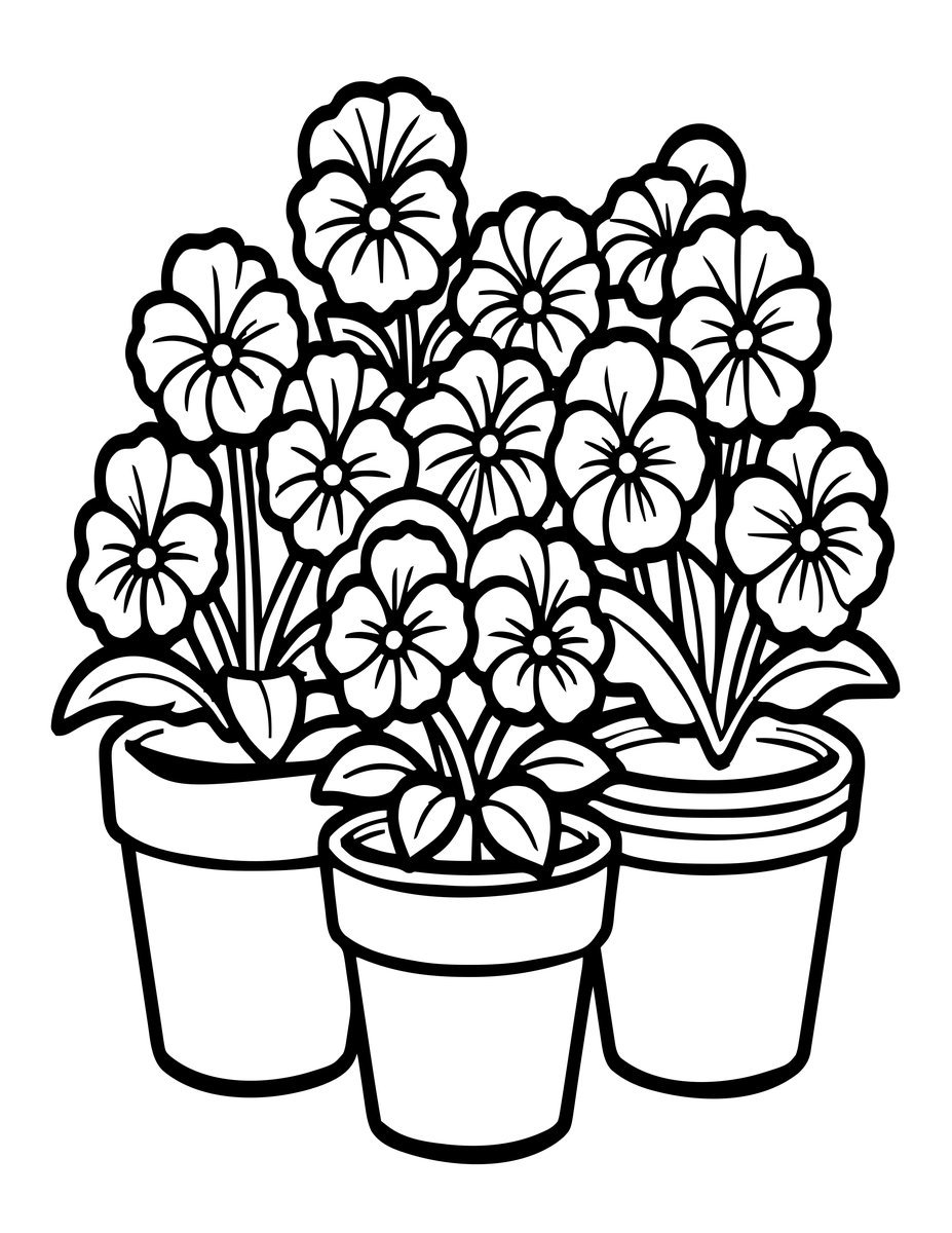Container Garden - free printable coloring page