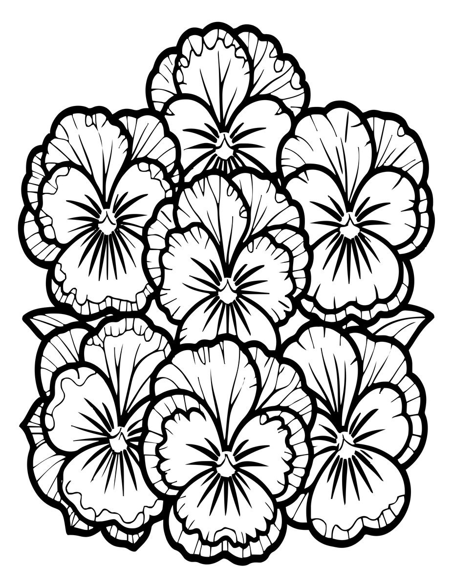 Ruffled Pansy - free printable coloring page