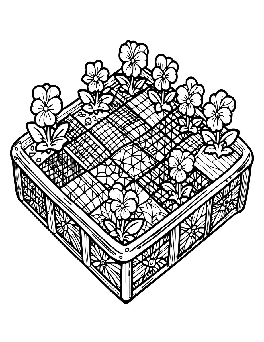 Pansy Patchwork - free printable coloring page