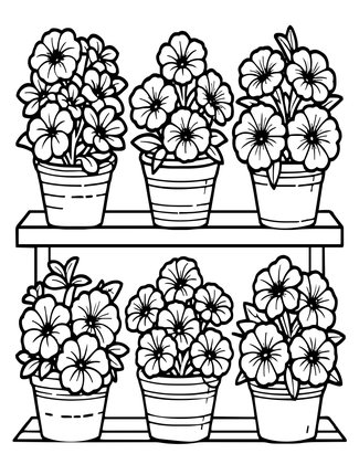 Petunia Varieties Display - Free printable coloring page